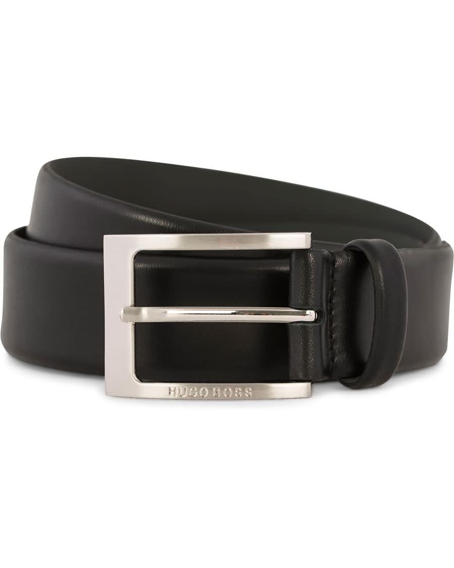 boss barnabie leather belt 3,5 cm black lq8oy